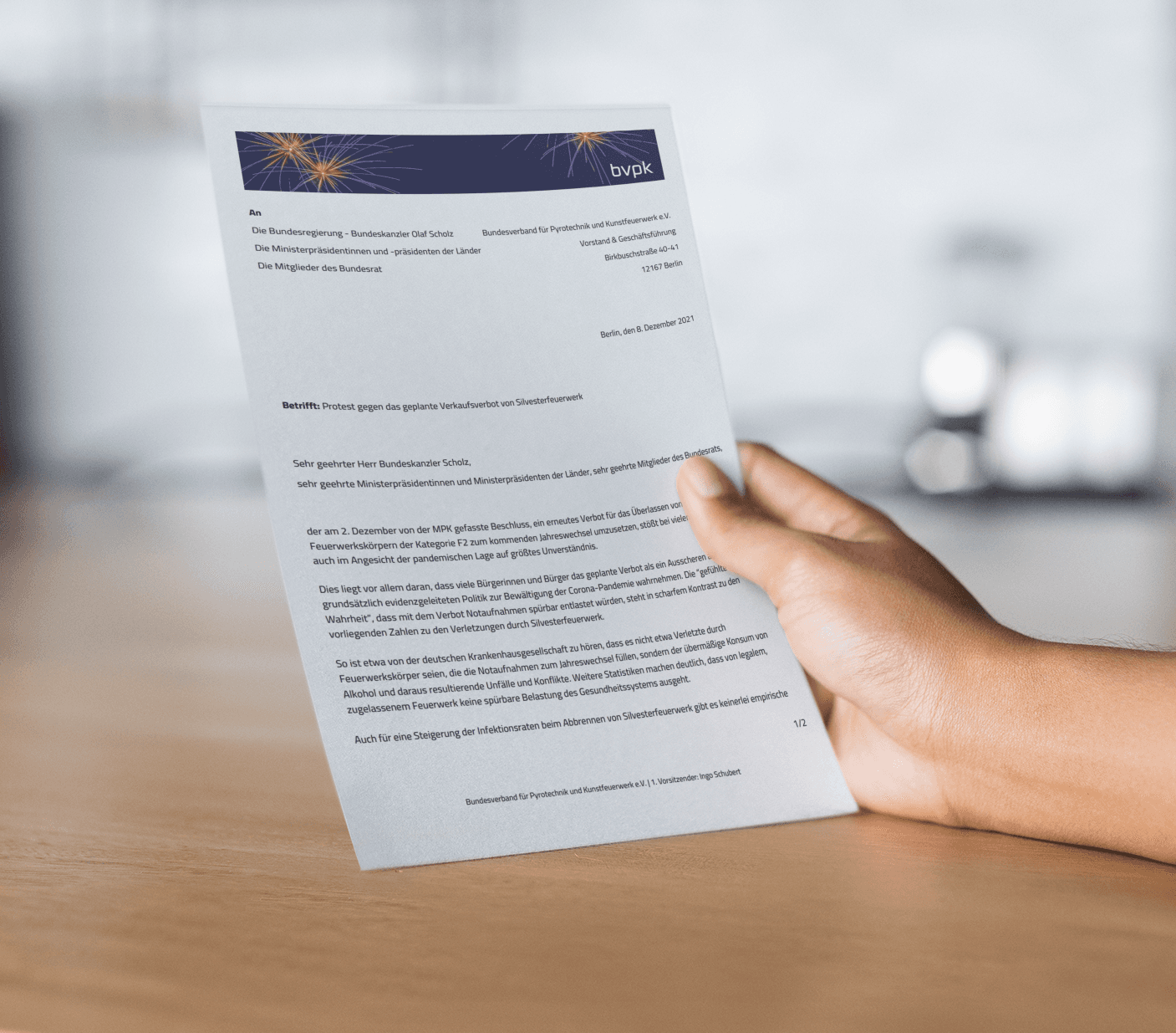 Offener Brief gegen Feuerwerksverbot